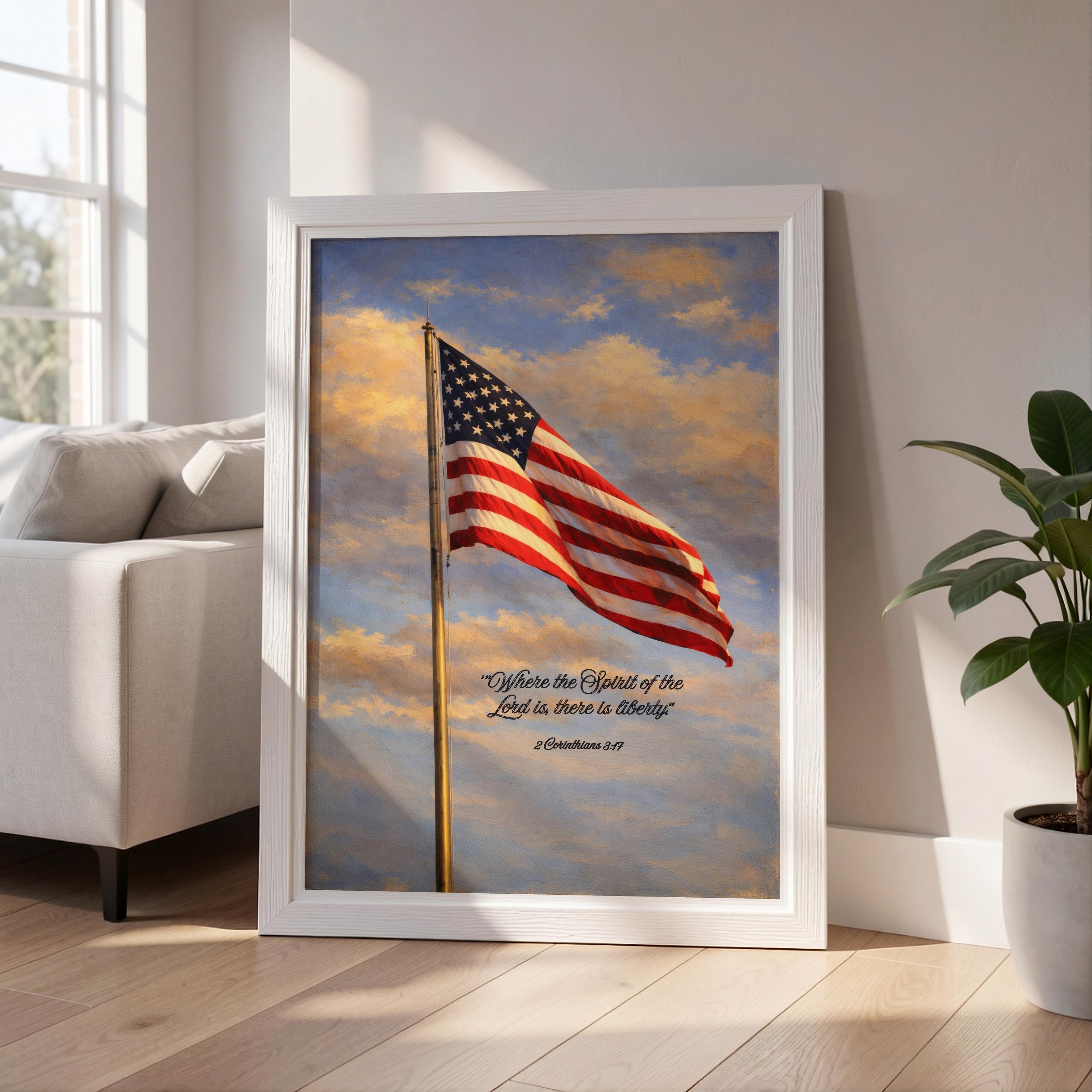 2 Corinthians 3:17 - American Flag Bible Verse Wall Art | Printable ...