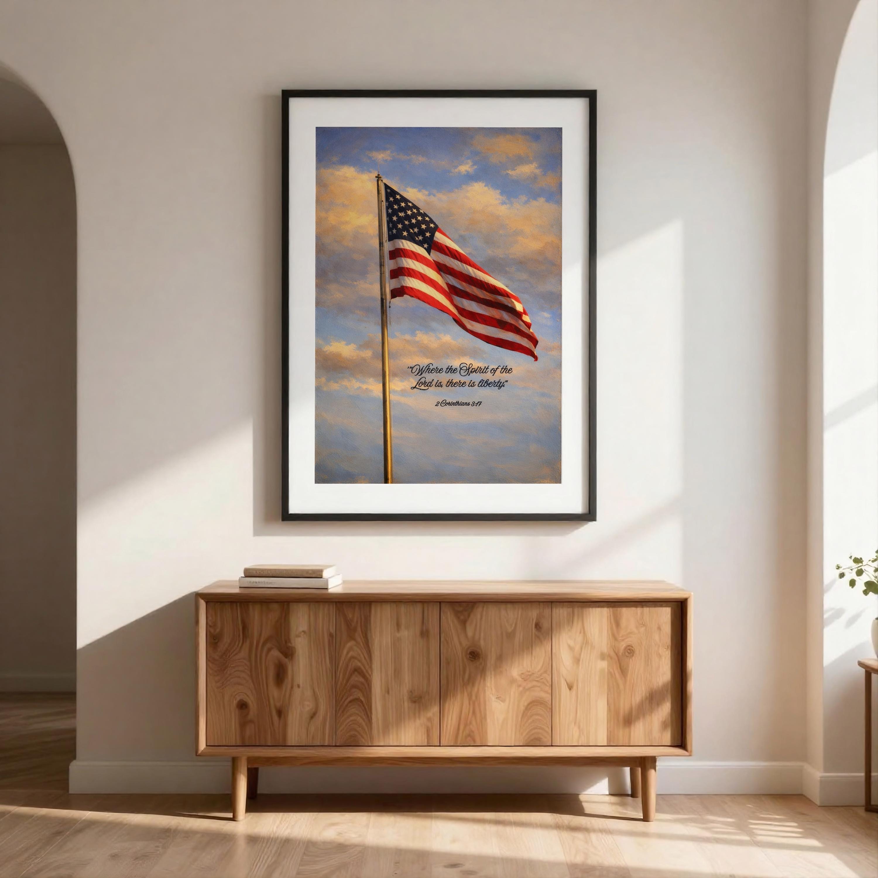 2 Corinthians 3:17 - American Flag Bible Verse Wall Art | Printable ...