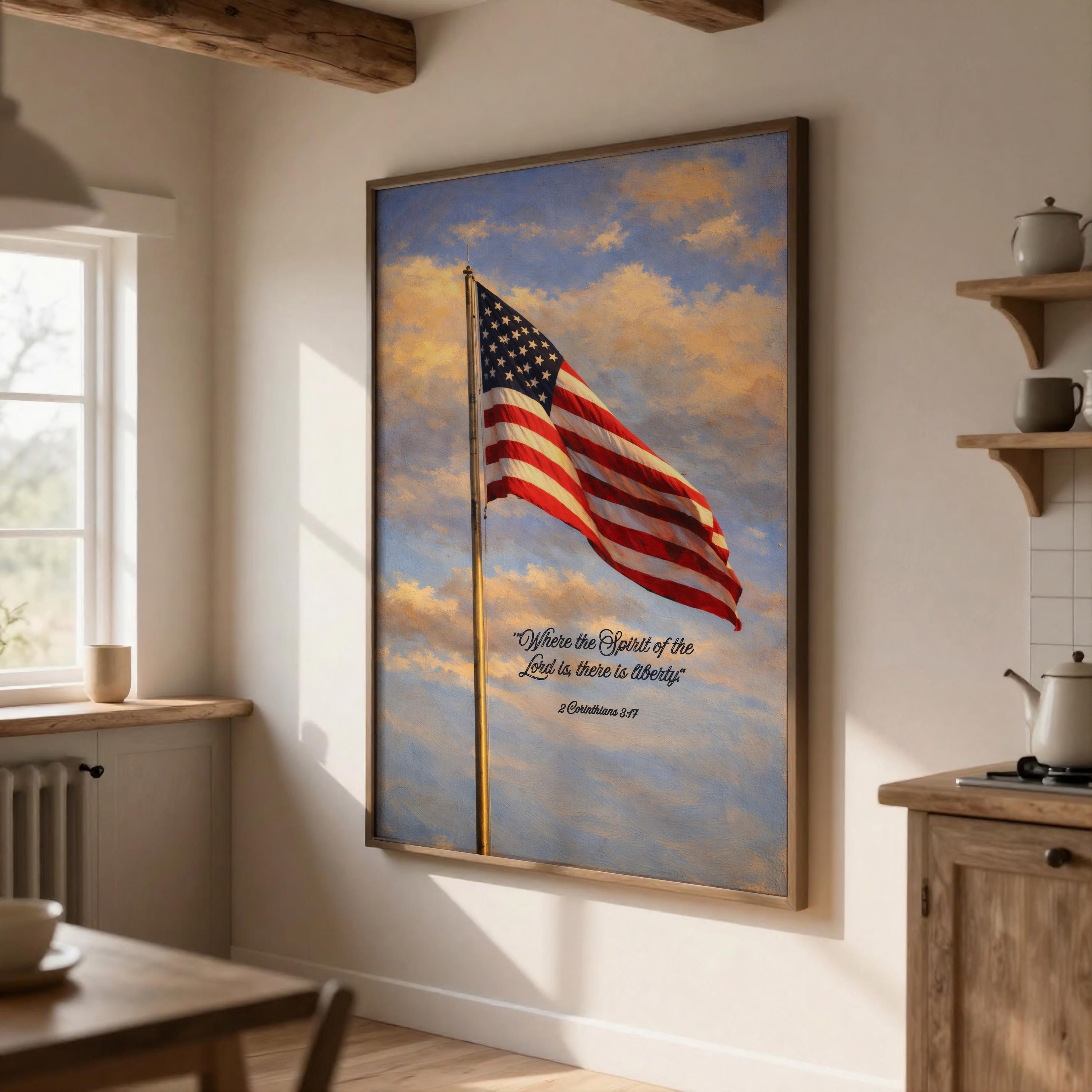 2 Corinthians 3:17 - American Flag Bible Verse Wall Art | Printable ...