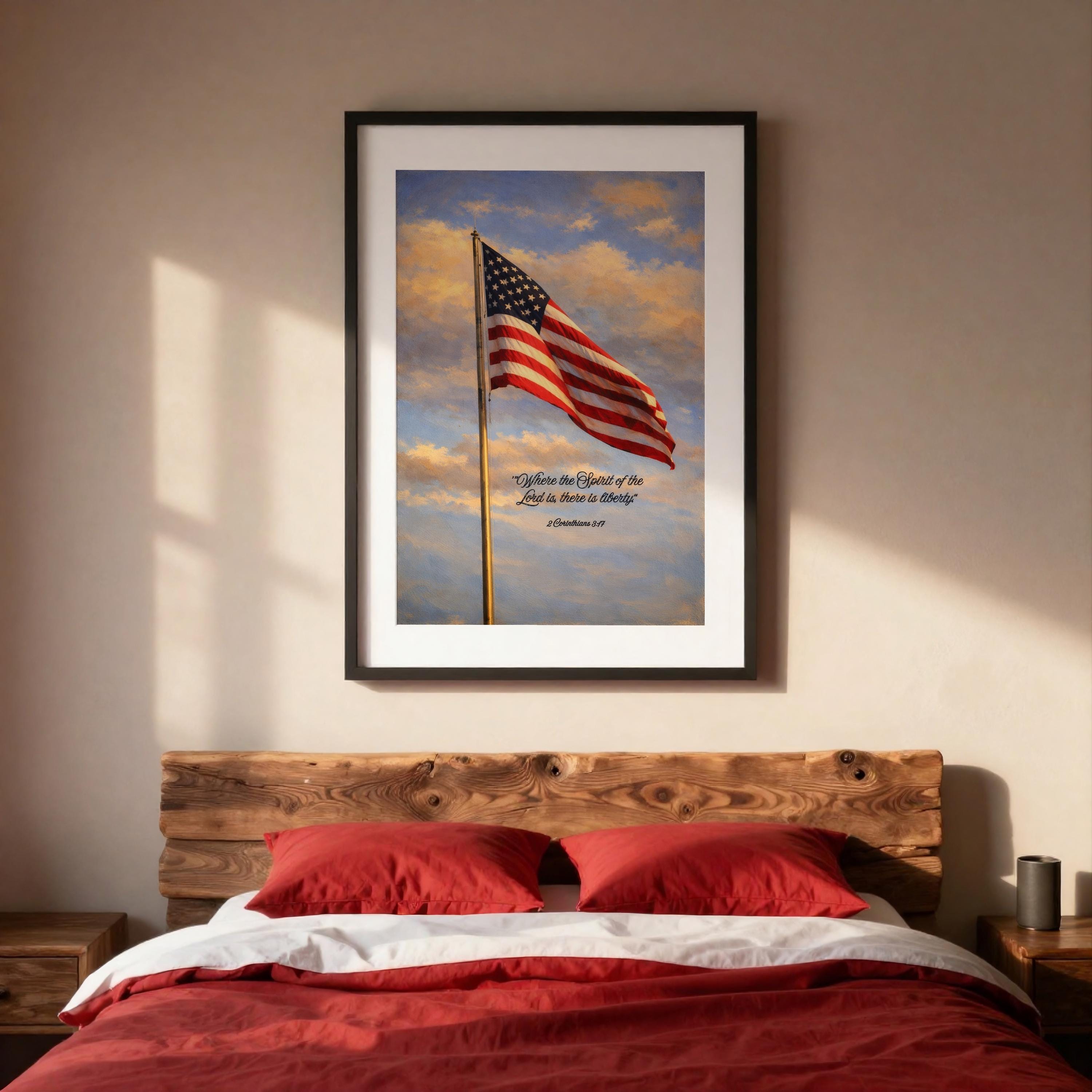 2 Corinthians 3:17 - American Flag Bible Verse Wall Art | Printable ...