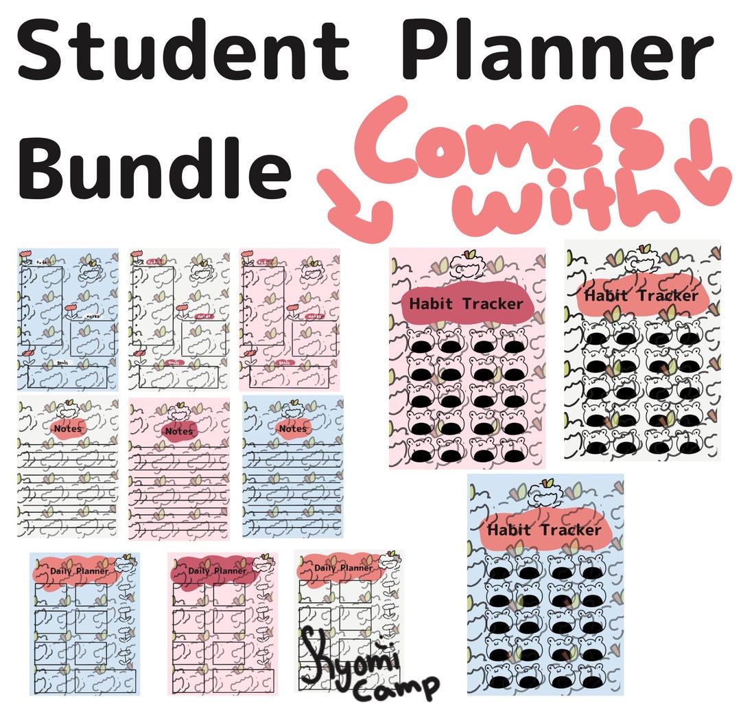 Student Planner Bundle Printable - 12 PAGES - Etsy