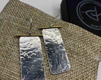 Handcrafted Textured Rectangular Drop Earrings