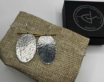 Handcrafted Textured Hammered Oval Drop Earrings