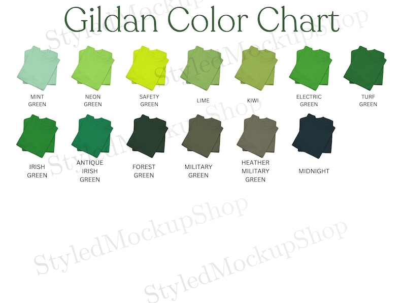 Turf Text Color Chart Gildan Color Chart, Gildan Colors Guide, T Shirt Color Reference Chart ...