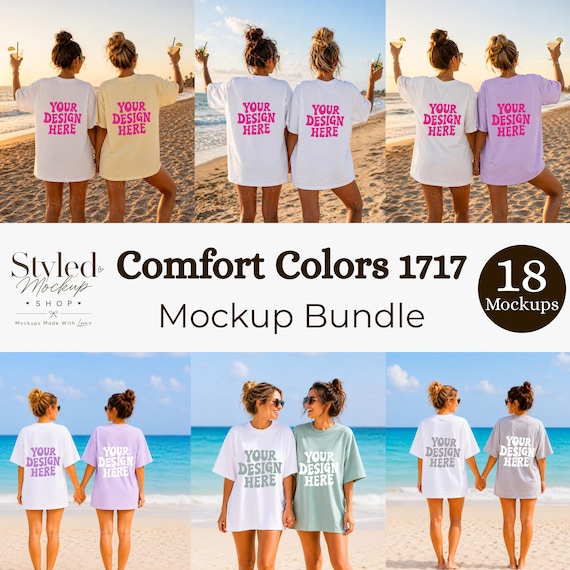 Bachelorette CC1717 Mockup Bundle | Comfort Colors 1717 Bridesmaid Beach Mockup | Girls Trip Shirt Mockup | Bestie Tee Mockup