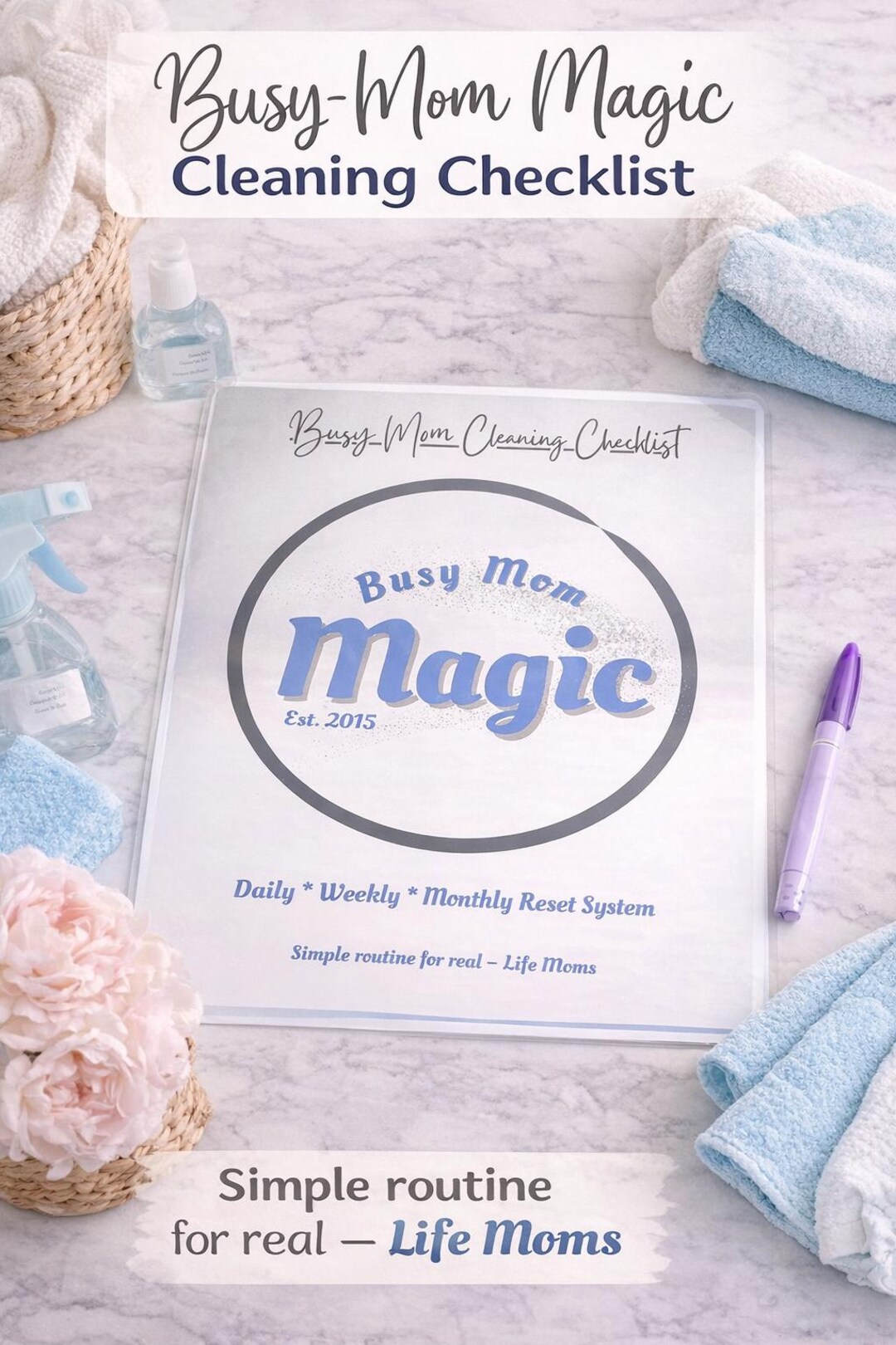 Busy Mom Cleaning Checklist Printable | Daily Weekly Monthly Cleaning ...