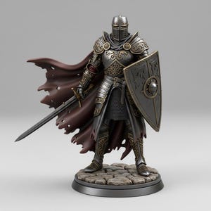 Buy Medieval Knight STL File | 3D Printable Armored Warrior Miniature ...