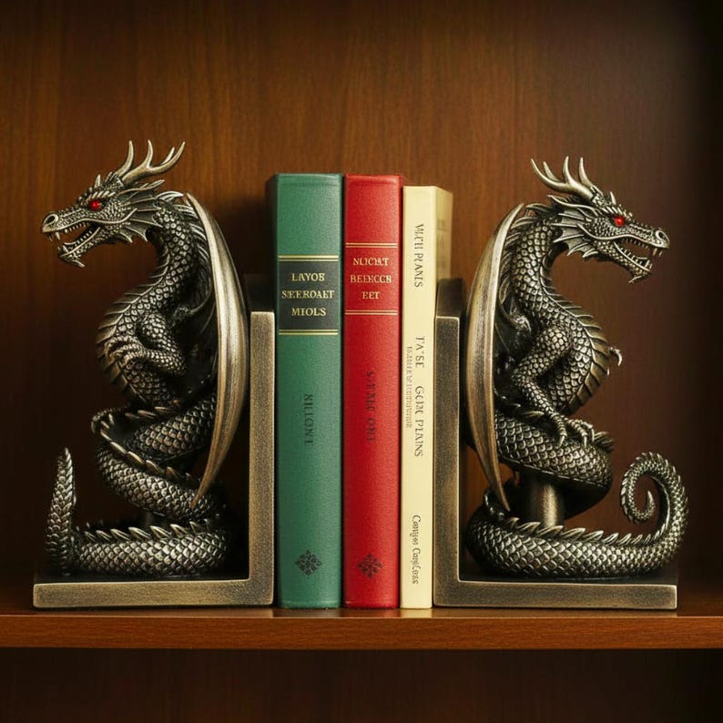 Dragon Bookend STL Bundle | 3D Printable Gothic Celtic Dragon Shelf ...