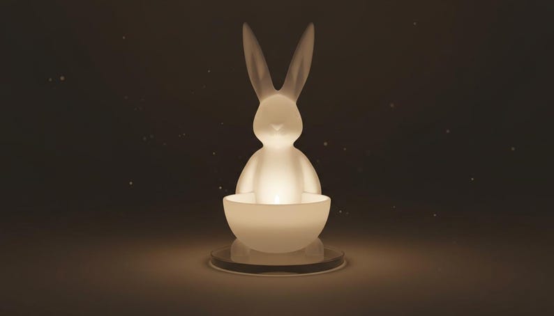 Archivo STL de conejito de Pascua / Plato para dulces imprimible en 3D / Decoración de mesa de primavera imagen 4