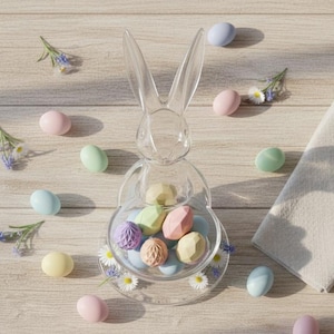 Archivo STL de conejito de Pascua / Plato para dulces imprimible en 3D / Decoración de mesa de primavera imagen 6