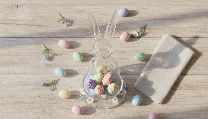 Archivo STL de conejito de Pascua / Plato para dulces imprimible en 3D / Decoración de mesa de primavera imagen 6