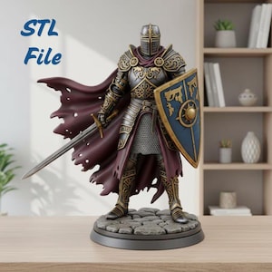 Archivo STL de caballero medieval / Miniatura de guerrero con armadura imprimible en 3D (impresión en resina)