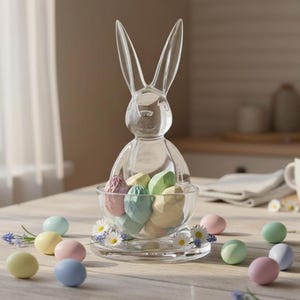 Archivo STL de conejito de Pascua / Plato para dulces imprimible en 3D / Decoración de mesa de primavera imagen 8