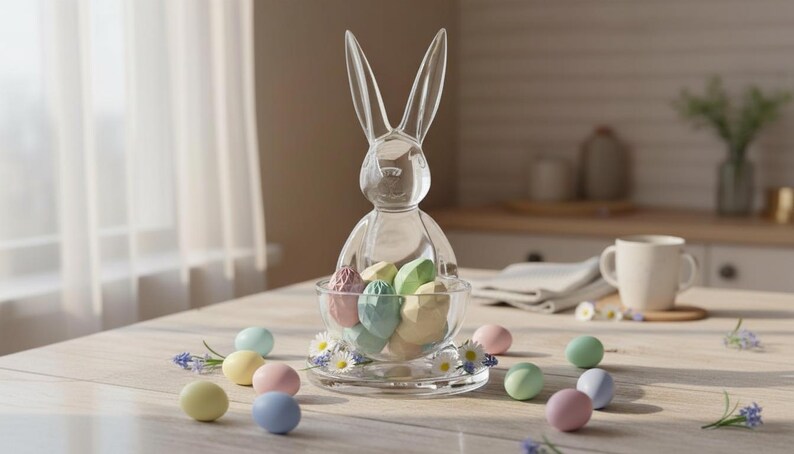Archivo STL de conejito de Pascua / Plato para dulces imprimible en 3D / Decoración de mesa de primavera imagen 8