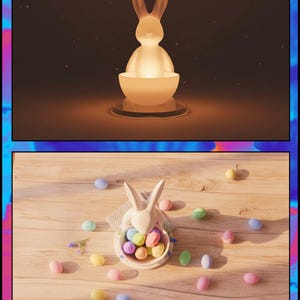 Archivo STL de conejito de Pascua / Plato para dulces imprimible en 3D / Decoración de mesa de primavera imagen 11