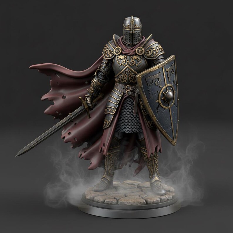 Medieval Knight STL File | 3D Printable Armored Warrior Miniature ...