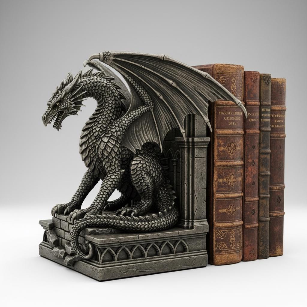 Dragon Bookend STL File | Gothic Fantasy 3D Printable Book Holder Shelf ...