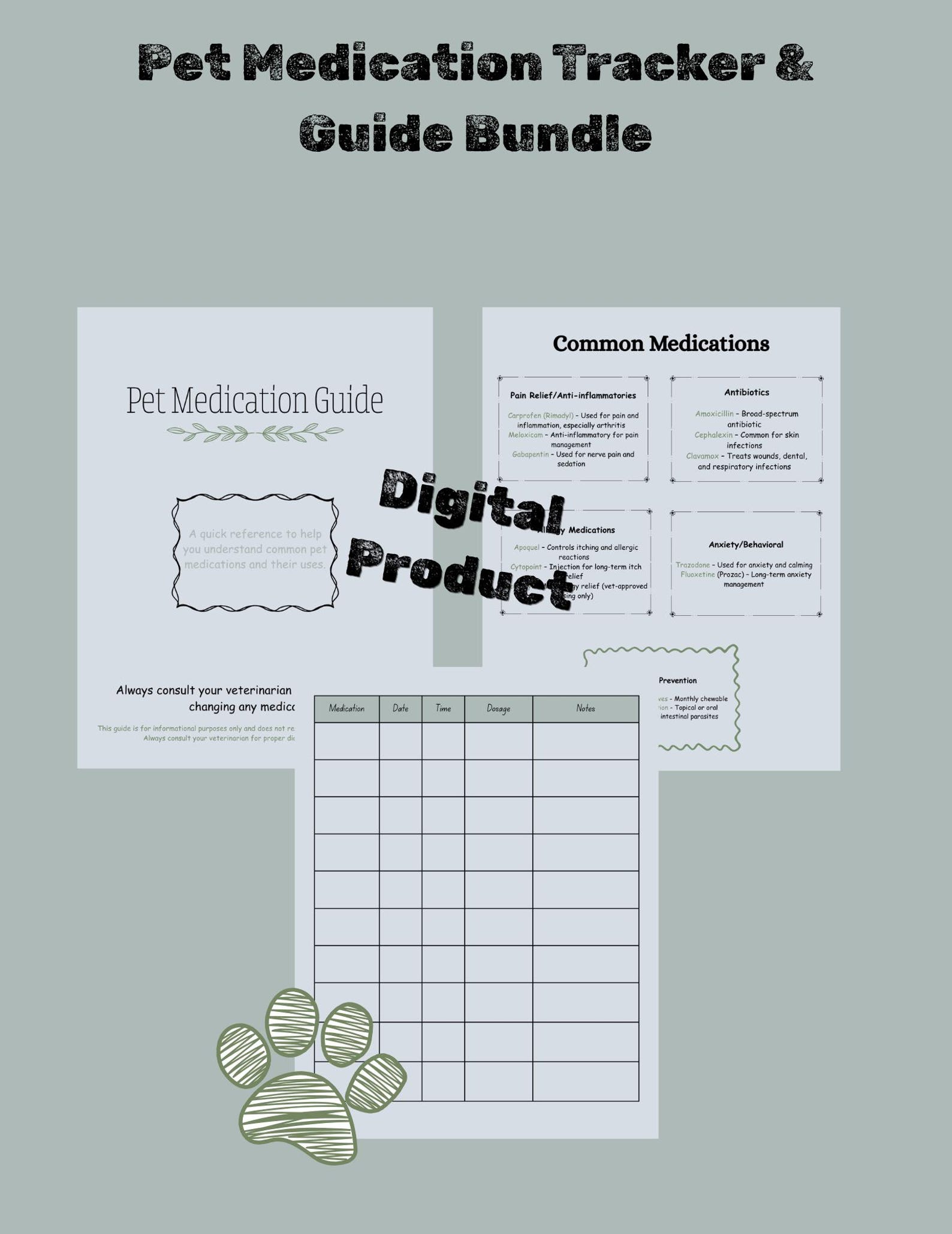 Pet Medication Tracker and Guide Bundle - Etsy