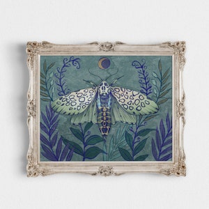 Leopard Moth Art Print, Insect Art Print, Blue Moth wall decor 8x10, 11x14