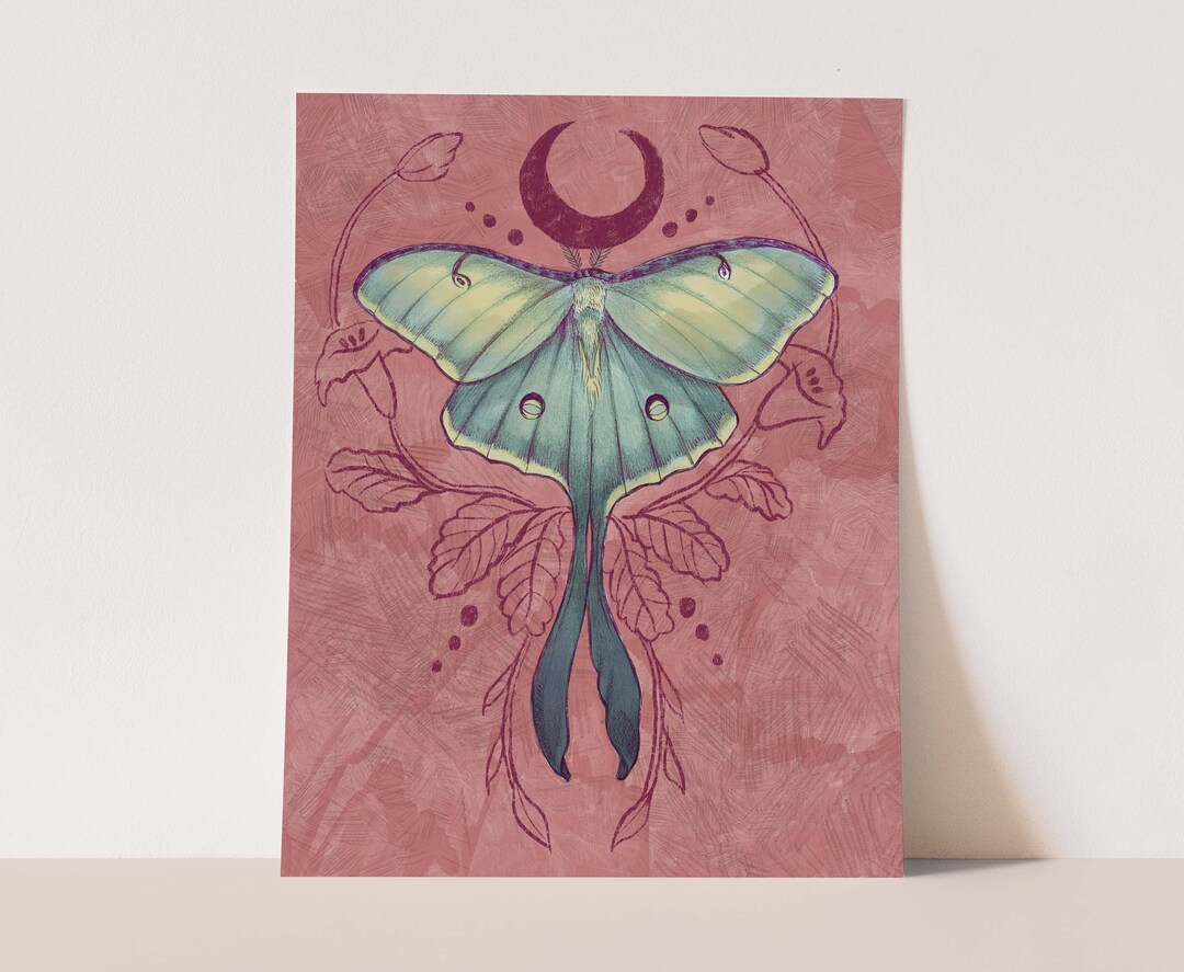 Mystical Luna Moth Art Print, Boho Home Decor - Etsy