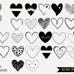 Heart Svg Bundle, Hand Drawn Heart Svg, Heart Png, Doodle Heart Svg, Heart Svg Cutting file, Love Svg, Valentine Svg,