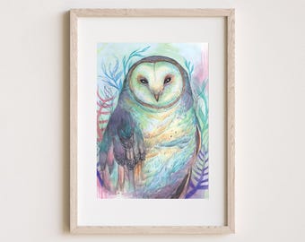 Whimsical Watercolor Owl Art Print – Nursery Wall Decor
