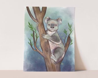 Watercolor Koala Print, Australian Animal Nursery Decor (Digital Download)