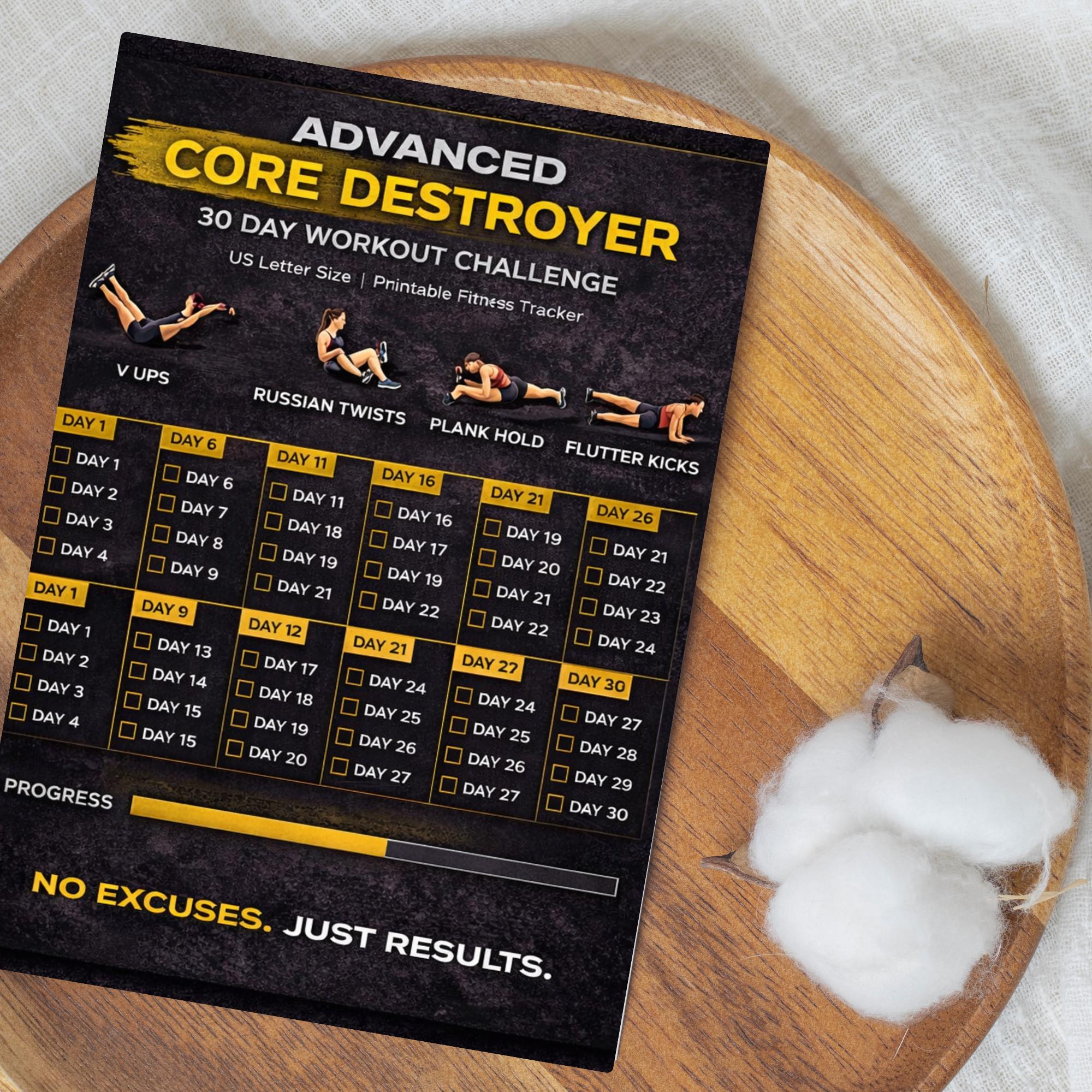 30 Day Workout Challenge Printable | Advanced Fitness Tracker | Full ...