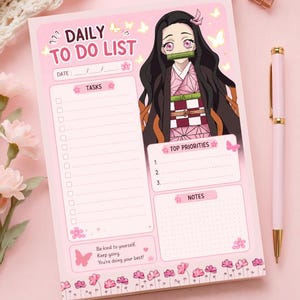 Anime Daily To-Do List Notepad | Kawaii Task Planner, Desk Organizer (5.1 x 7.1 inches)