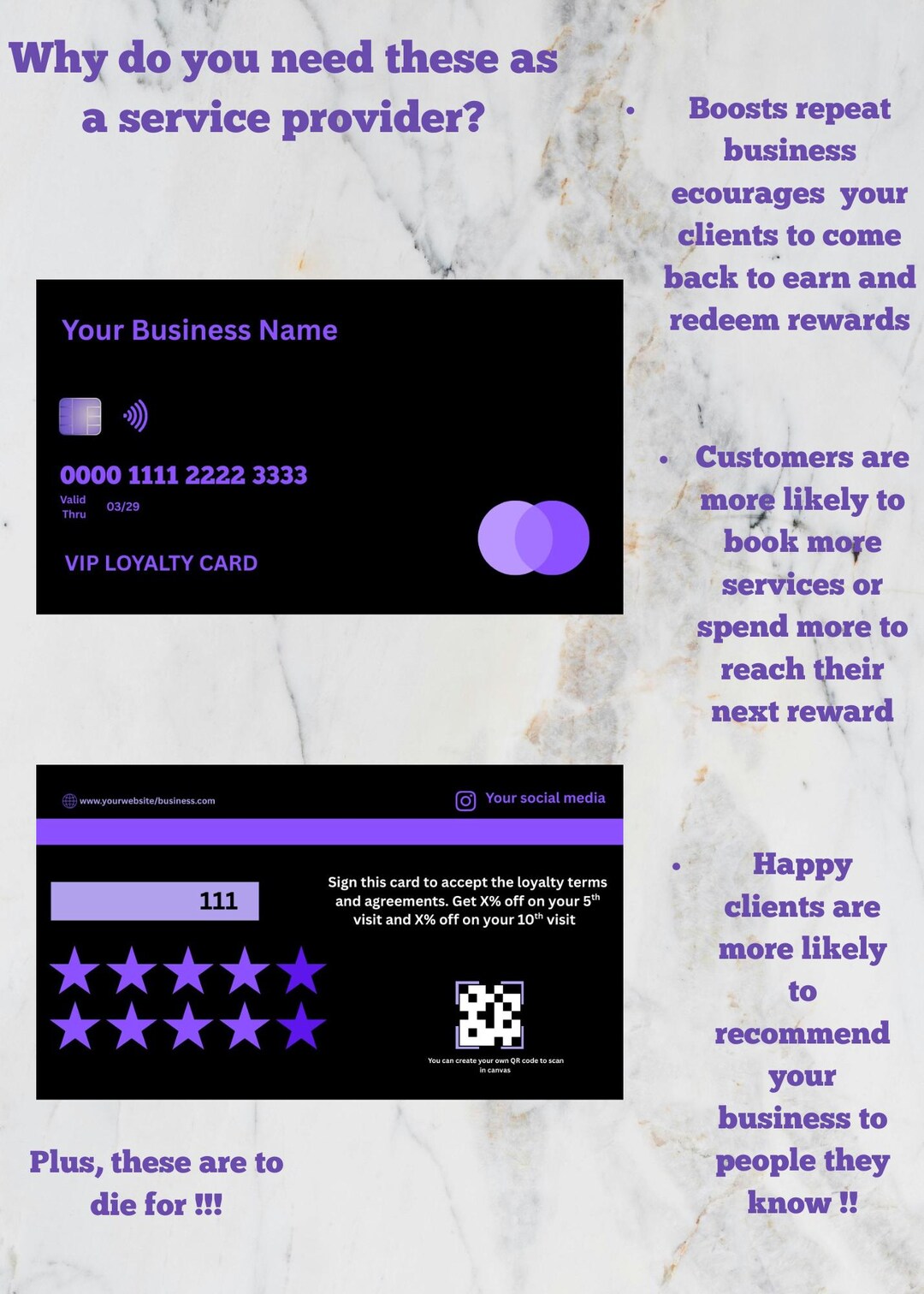 Purple VIP Loyalty Card Template | Business Rewards (instant Download ...