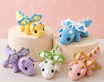 Sleepy Dragon Crochet Pattern, Amigurumi Dino Pattern, No Sew Crochet Pattern, Plushie Crochet Tutorial, Easy PDF, Digital Download
