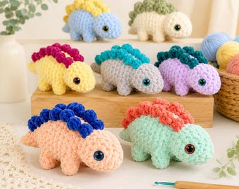 Stegosaurus Crochet Pattern PDF, No Sew Dinosaur Crochet Pattern, Easy Plush Dino, Amigurumi Dinosaur Pattern, Beginner Dino Stuffed Animals