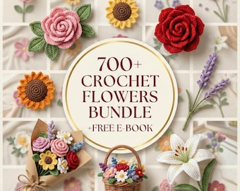 Crochet Flower Pattern: Rose, Tulip, Jasmine Bouquet (PDF Pattern)