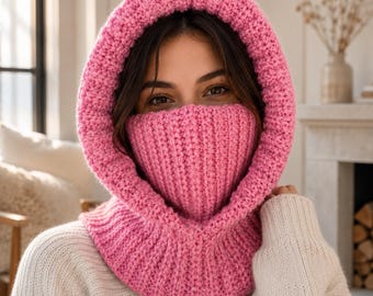Crochet Balaclava Turtleneck Hoodie Pattern : Crochet Hooded Neck Cowl Adult & Child Sizes (PDF Download), PDF File