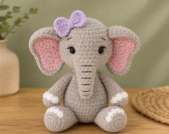 Crochet Sitting Elephant Pattern Safari Amigurumi Stuffed Animal Tutorial