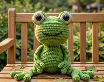 Amigurumi Frog Crochet Pattern (Sitting Pose, Beginner Friendly PDF)