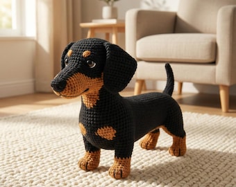 Dachshund Crochet Pattern PDF | Amigurumi Sausage Dog Plush | Easy Wiener Dog Crochet Tutorial | Instant Download | Beginner to Advanced
