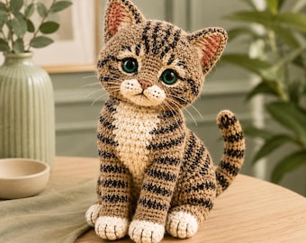 Cat Crochet Pattern PDF | Realistic Tabby Cat Amigurumi | Kitten Plush Tutorial | Instant Download