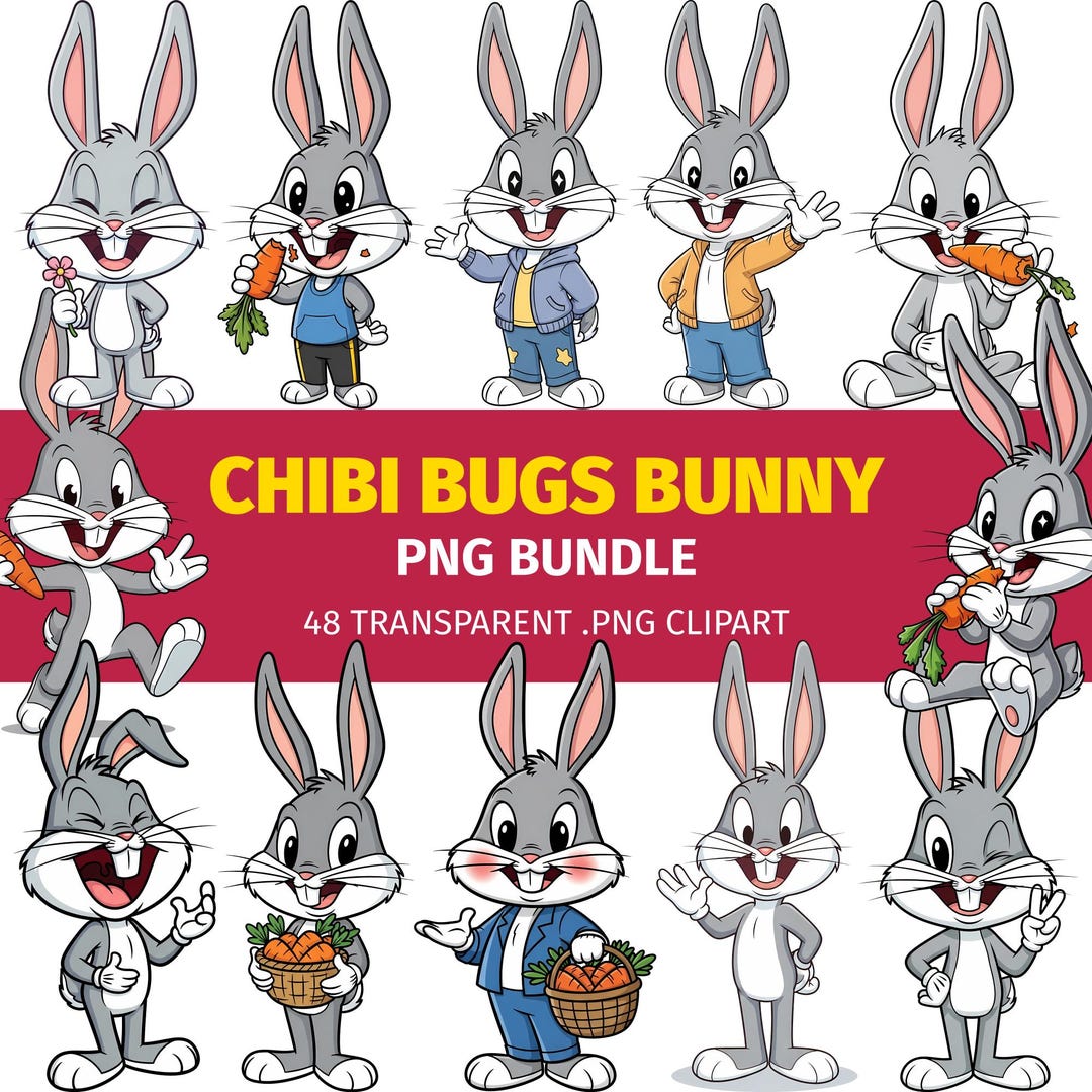 Chibi Bug Chibi Bugs Bunny Clipart PNG Pack - Cute Cartoon Characters (digital ...