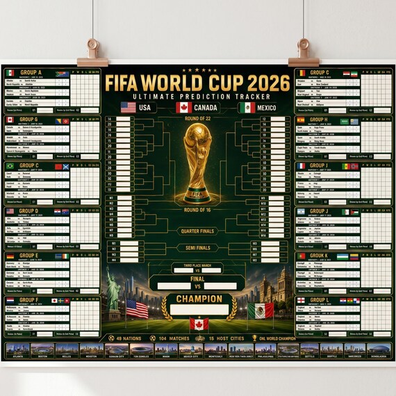 World Cup 2026 Wall Chart | Soccer Tournament Tracker (A1 Printable)