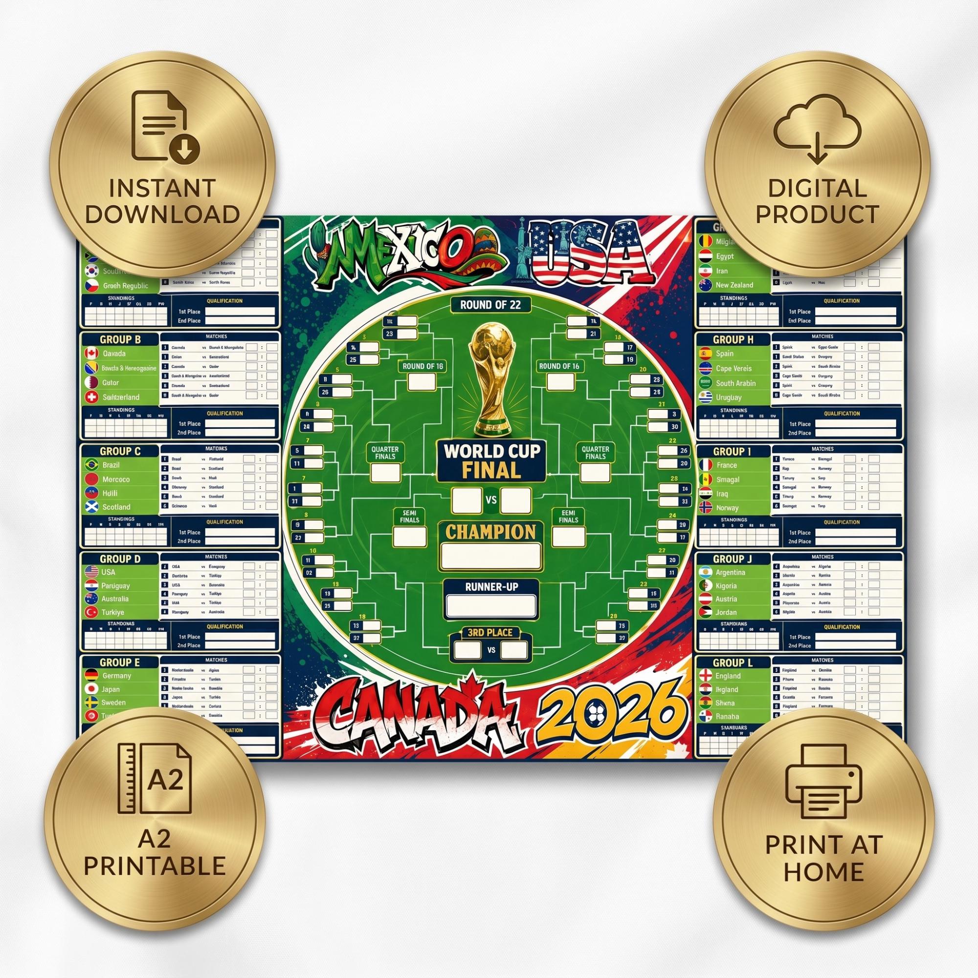 World Cup 2026 Schedule, Printable Wall Chart, Soccer Bracket, Soccer