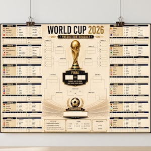 Calendario dei Mondiali 2026 / Pronostico del torneo di calcio / Download digitale in formato A1 / Calendario delle partite di calcio / Regalo per appassionati di calcio