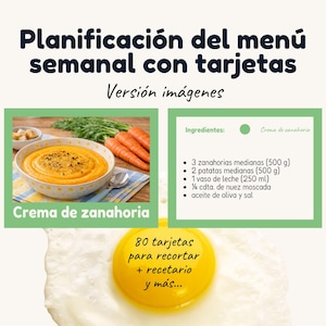Menúpoly Cartas Visuales para la planificación del menú semanal en familia – Planificador de menu semanal + 80 recetas paso por paso