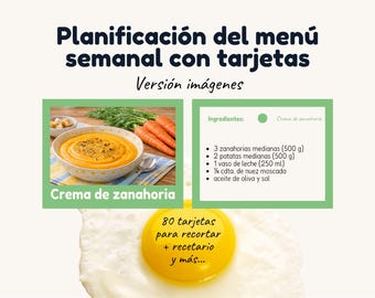 Menúpoly Cartas Visuales para la planificación del menú semanal en familia – Planificador de menu semanal + 80 recetas paso por paso