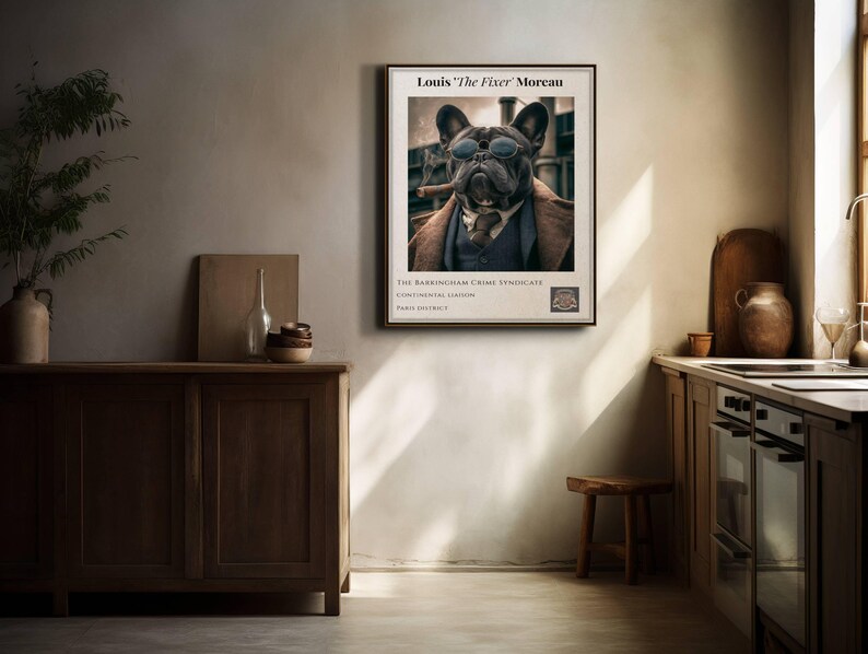 Vintage French Bulldog Gangster Print | Louis 'the Fixer' Moreau Wall ...