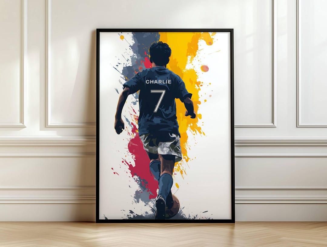 Personalised Soccer Poster | Custom Football Art for Boys Bedroom Decor ...