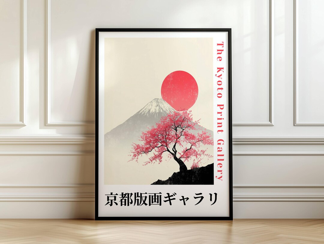 Japanese Cherry Blossom Mount Fuji Print | Sakura Japan Wall Art Poster ...