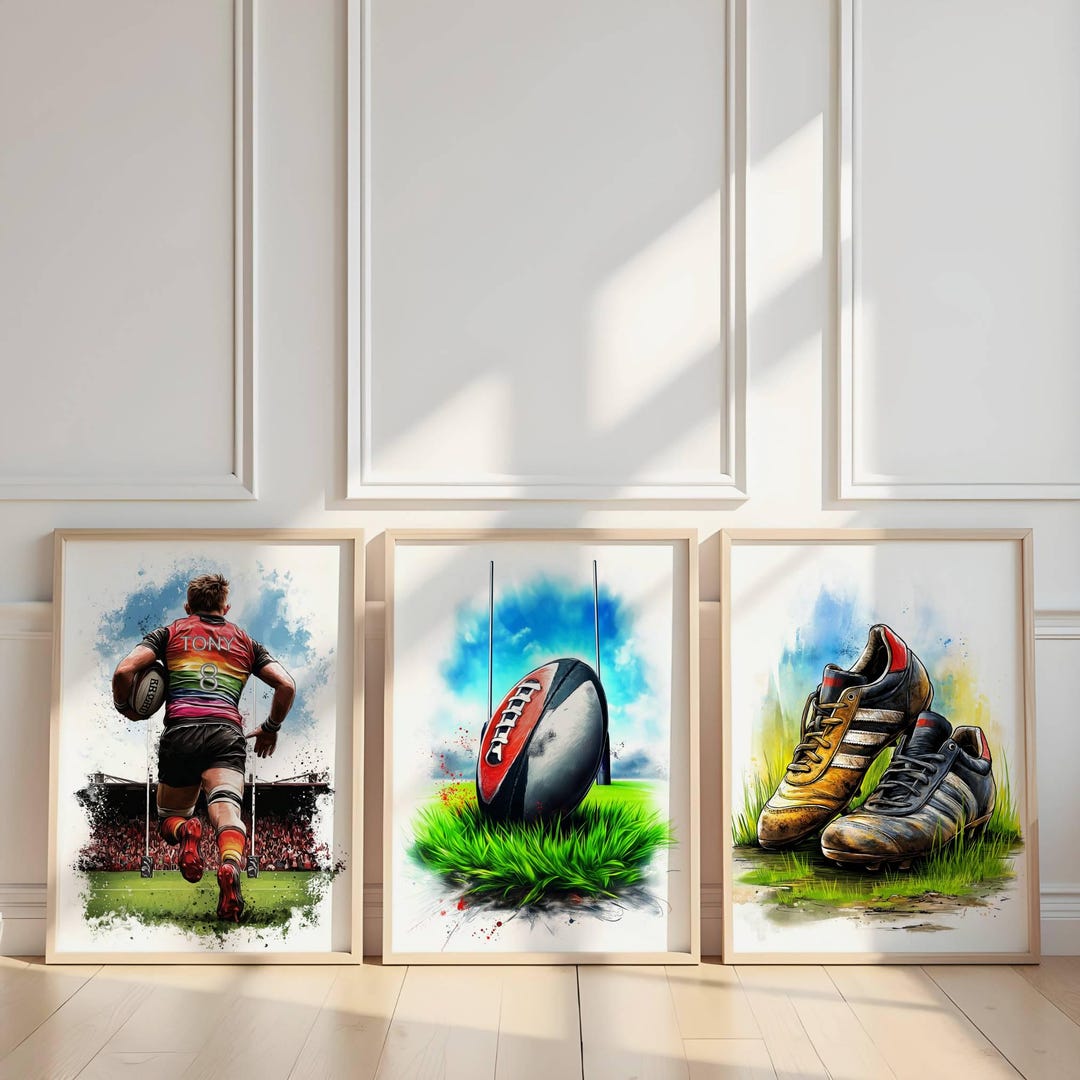 Personalised Rugby Player Print | Custom Name & Number Wall Art - Etsy