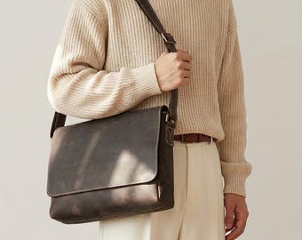 Soft Leather Messenger Bag, Leather Briefcase, Leather Tote Bag, Leather Shoulder Bag, Crossbody Bag, Work Bag, Laptop Bag, Gift for Her