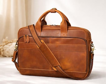 Vintage Leder Messenger Tasche, Leder Aktentasche, Leder Schultertasche, Crossbody Tasche, Leder Arbeitstasche, Laptop Tasche, Handtasche, Unisex Tasche Geschenk